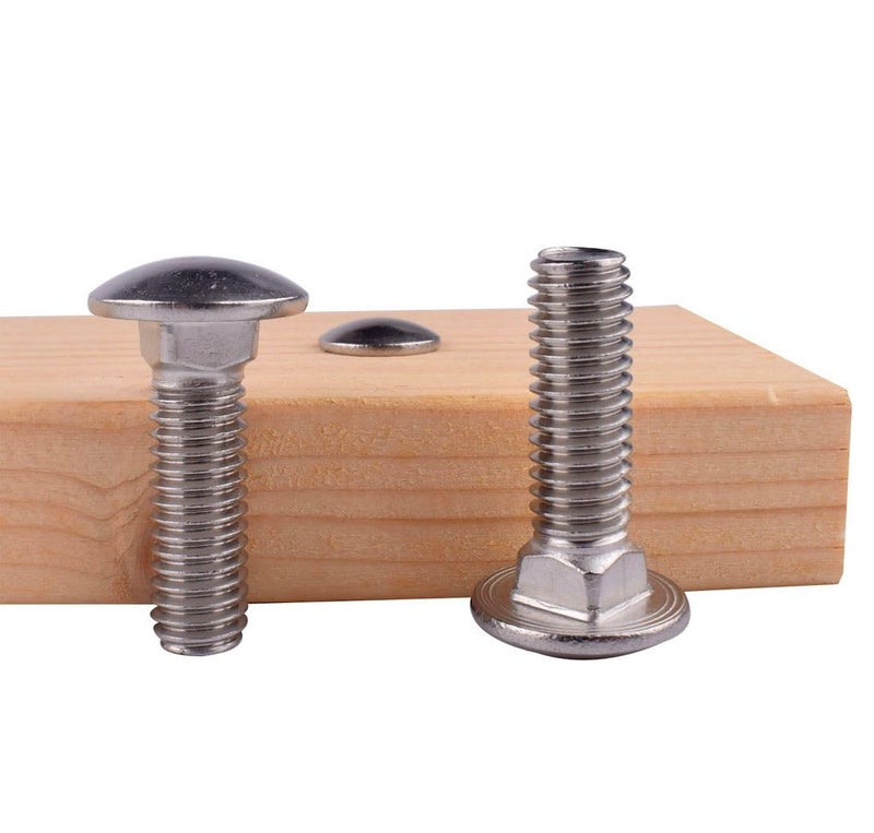 VAMUOEFL 5/16-18 x 1-1/4" Carriage Bolts Screws, 18-8 Stainless Steel 304, Round Head, Square Neck, UNC Fully Machine Coarse Threaded,10Pcs - Image 3